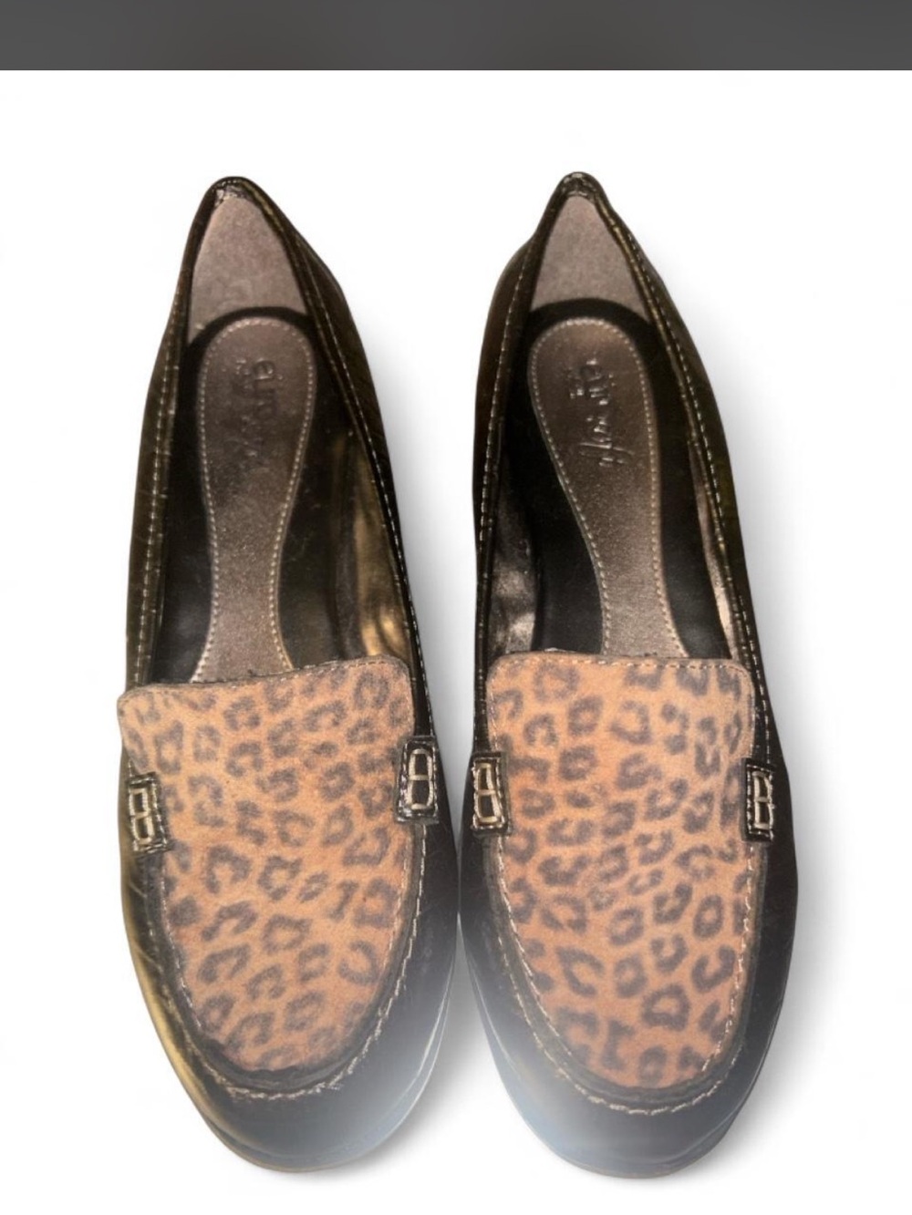 🌟 NEW Eurosoft Black Leather Croco & Leopard Loafers - Size 7